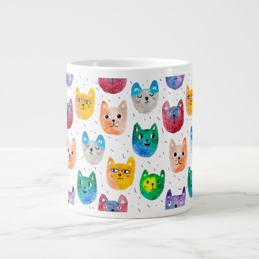 Aquarellkatzen und Freunde Jumbo-Tasse (Vorderseite)