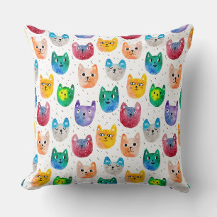 Aquarellkatzen und Freunde Kissen