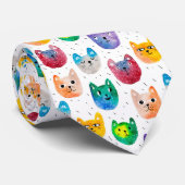 Aquarellkatzen und Freunde Krawatte (Gerollt)