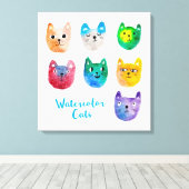 Aquarellkatzen und Freunde Leinwanddruck (Insitu (Holzboden))