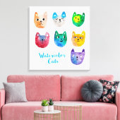 Aquarellkatzen und Freunde Leinwanddruck (Insitu (Wohnzimmer))