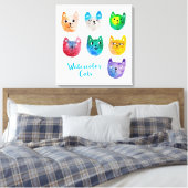 Aquarellkatzen und Freunde Leinwanddruck (Insitu (Schlafzimmer))