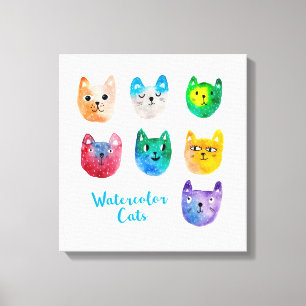Aquarellkatzen und Freunde Leinwanddruck