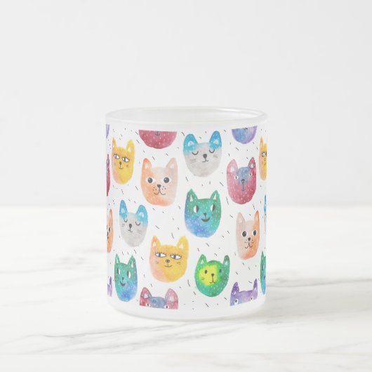 Aquarellkatzen und Freunde Mattglastasse (Mittel)