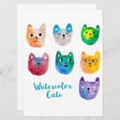 Aquarellkatzen und Freunde Menükarte (Vorne/Hinten)