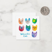 Aquarellkatzen und Freunde Mitteilungskarte (Vorderseite/Rückseite Beispiel)