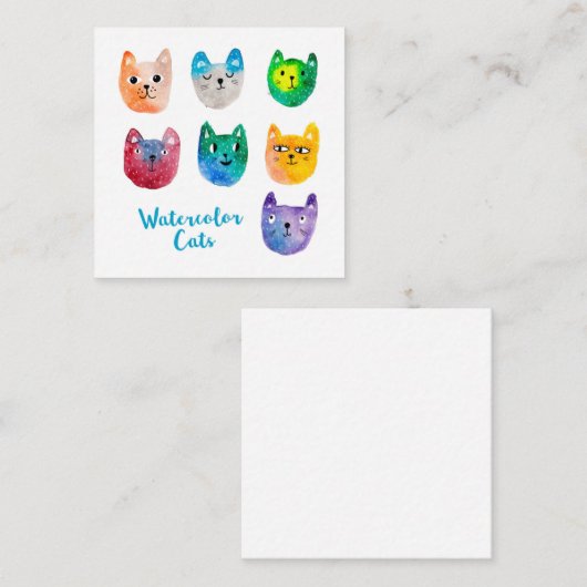 Aquarellkatzen und Freunde Mitteilungskarte (Vorne/Hinten)