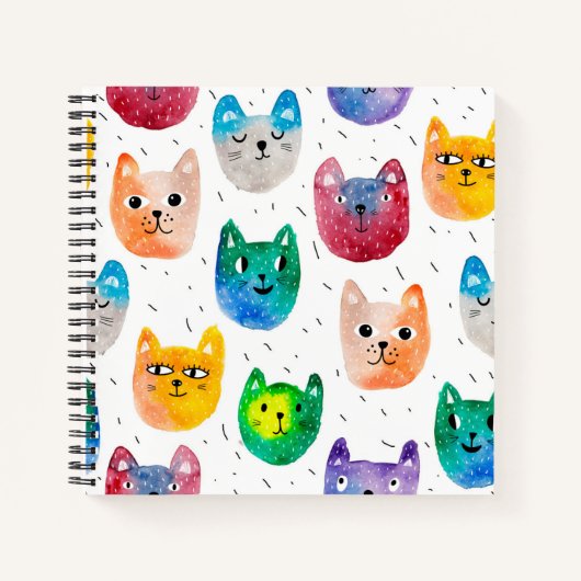 Aquarellkatzen und Freunde Notizblock (Vorderseite)