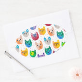 Aquarellkatzen und Freunde Ovaler Aufkleber (Umschlag)