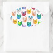 Aquarellkatzen und Freunde Ovaler Aufkleber (Tasche)