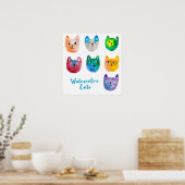 Aquarellkatzen und Freunde Poster (Küche)