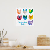 Aquarellkatzen und Freunde Poster (Küche)