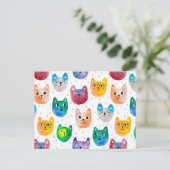 Aquarellkatzen und Freunde Postkarte (Stehend Vorderseite)