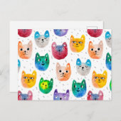 Aquarellkatzen und Freunde Postkarte (Vorne/Hinten)