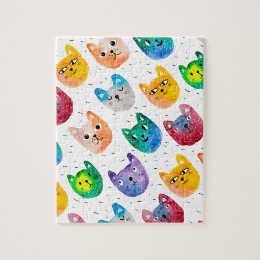 Aquarellkatzen und Freunde Puzzle (Vertikal)