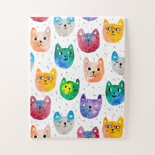 Aquarellkatzen und Freunde Puzzle (Vertikal)