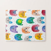 Aquarellkatzen und Freunde Puzzle (Horizontal)