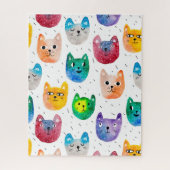 Aquarellkatzen und Freunde Puzzle (Vertikal)