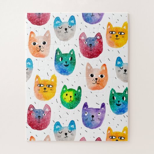 Aquarellkatzen und Freunde Puzzle (Vertikal)