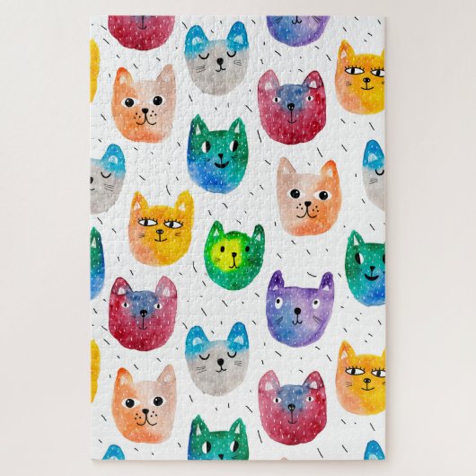 Aquarellkatzen und Freunde Puzzle (Vertikal)