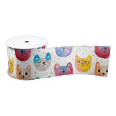 Aquarellkatzen und Freunde Satinband (Spule)