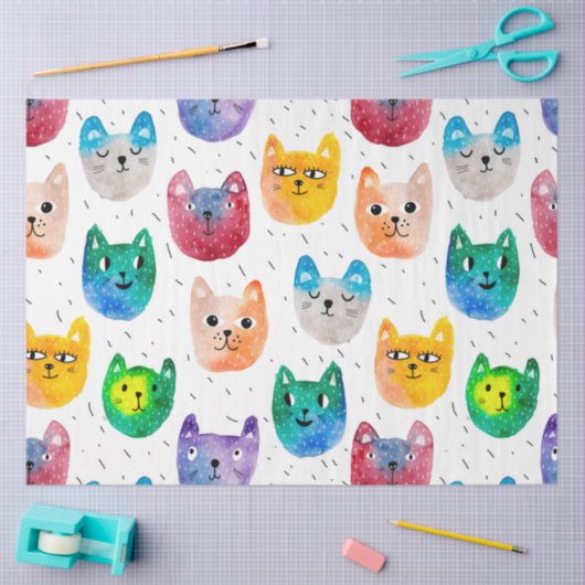 Aquarellkatzen und Freunde Seidenpapier (Basteln)