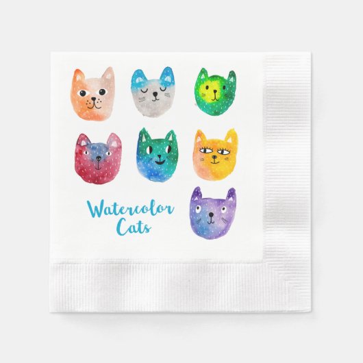Aquarellkatzen und Freunde Serviette (Vorderseite)