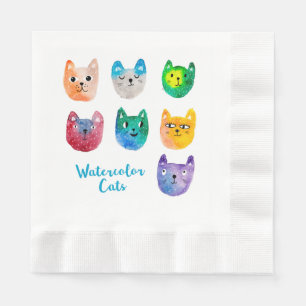 Aquarellkatzen und Freunde Serviette