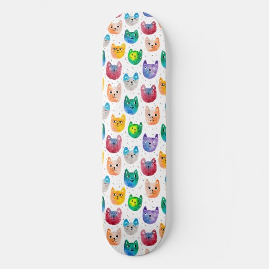 Aquarellkatzen und Freunde Skateboard (Vorderseite)