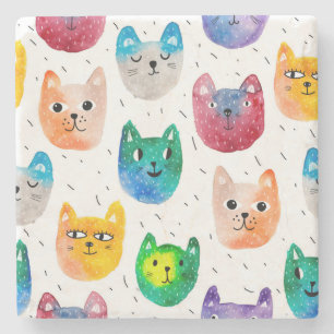 Aquarellkatzen und Freunde Steinuntersetzer