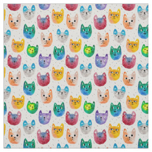 Aquarellkatzen und Freunde Stoff
