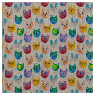 Aquarellkatzen und Freunde Stoff
