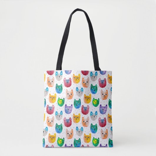 Aquarellkatzen und Freunde Tasche (Vorderseite)