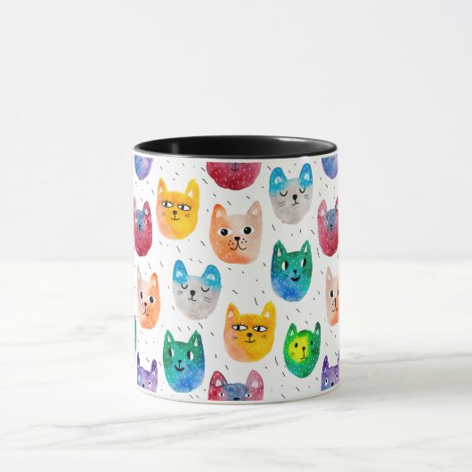 Aquarellkatzen und Freunde Tasse (Zentrum)