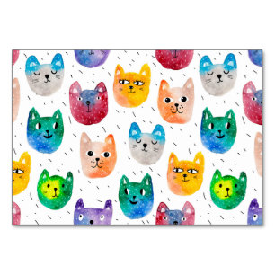 Aquarellkatzen und Freunde Tischnummer