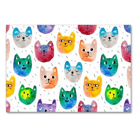 Aquarellkatzen und Freunde Tischnummer (Vorderseite)