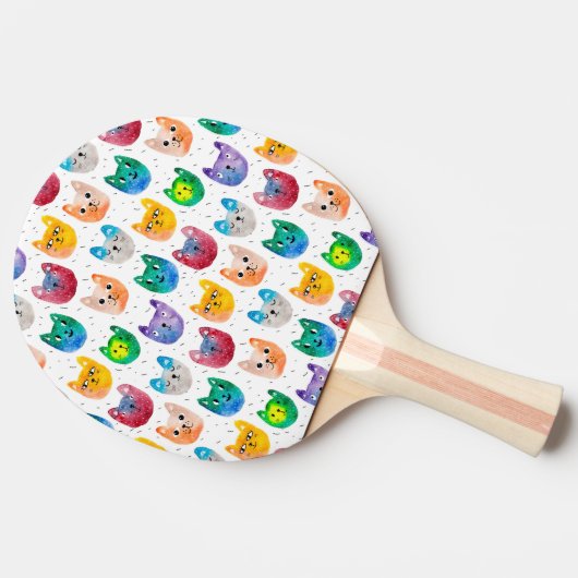 Aquarellkatzen und Freunde Tischtennis Schläger (Seitenansicht)