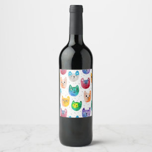 Aquarellkatzen und Freunde Weinetikett