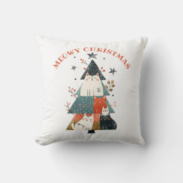 Aquarellkatzen Weihnachtsbaum Niedlich Meowy Weihn Kissen
