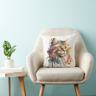 Aquarellkatzenfarbe Kissen