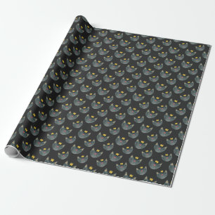 Aquarellkatzengesichter, schwarz nahtlos. geschenkpapier