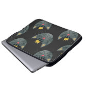 Aquarellkatzengesichter, schwarz nahtlos. laptopschutzhülle (Vorne Knopf)