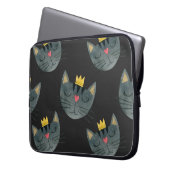 Aquarellkatzengesichter, schwarz nahtlos. laptopschutzhülle (Vorderseite Links)