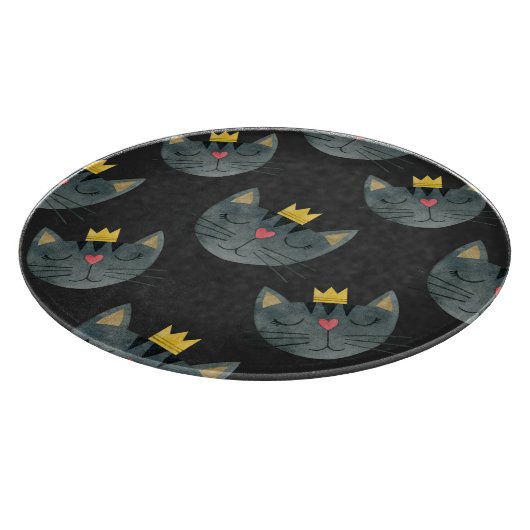 Aquarellkatzengesichter, schwarz nahtlos. schneidebrett (Ecke)