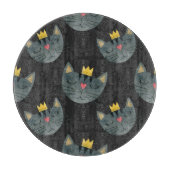 Aquarellkatzengesichter, schwarz nahtlos. schneidebrett (Vorderseite)