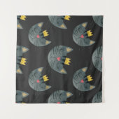 Aquarellkatzengesichter, schwarz nahtlos. wandteppich (Vorderseite (Horizontal))