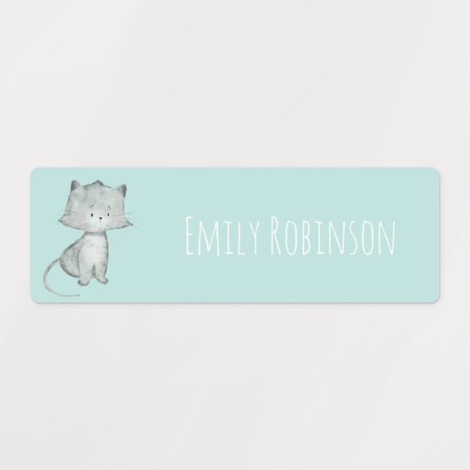 Aquarellkatzenklassezeichen in der Vorschule Etiketten (Design 1)