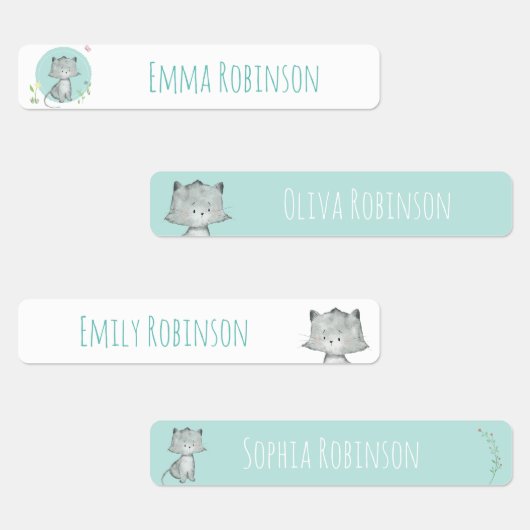 Aquarellkatzenklassezeichen in der Vorschule Etiketten (Gruppe)