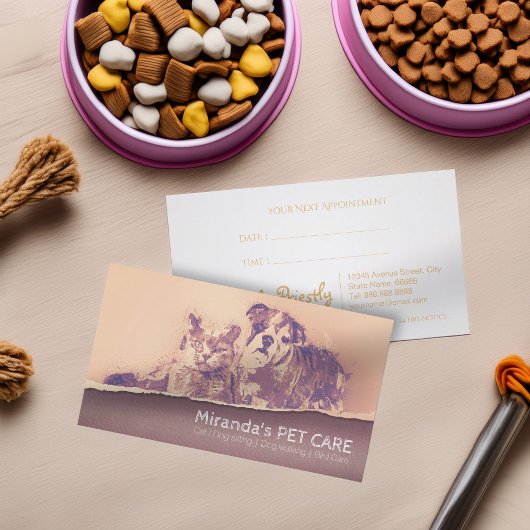 Aquarellkatzenpflegegeschäft für Hunde im Aquarell Terminkarte