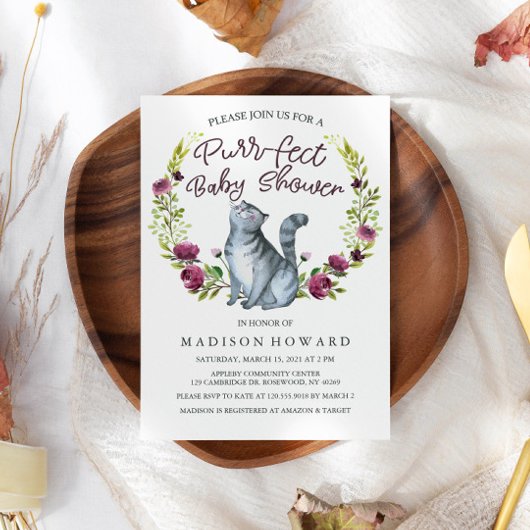 Aquarellkatzenreiniger Kinderdusche Einladung